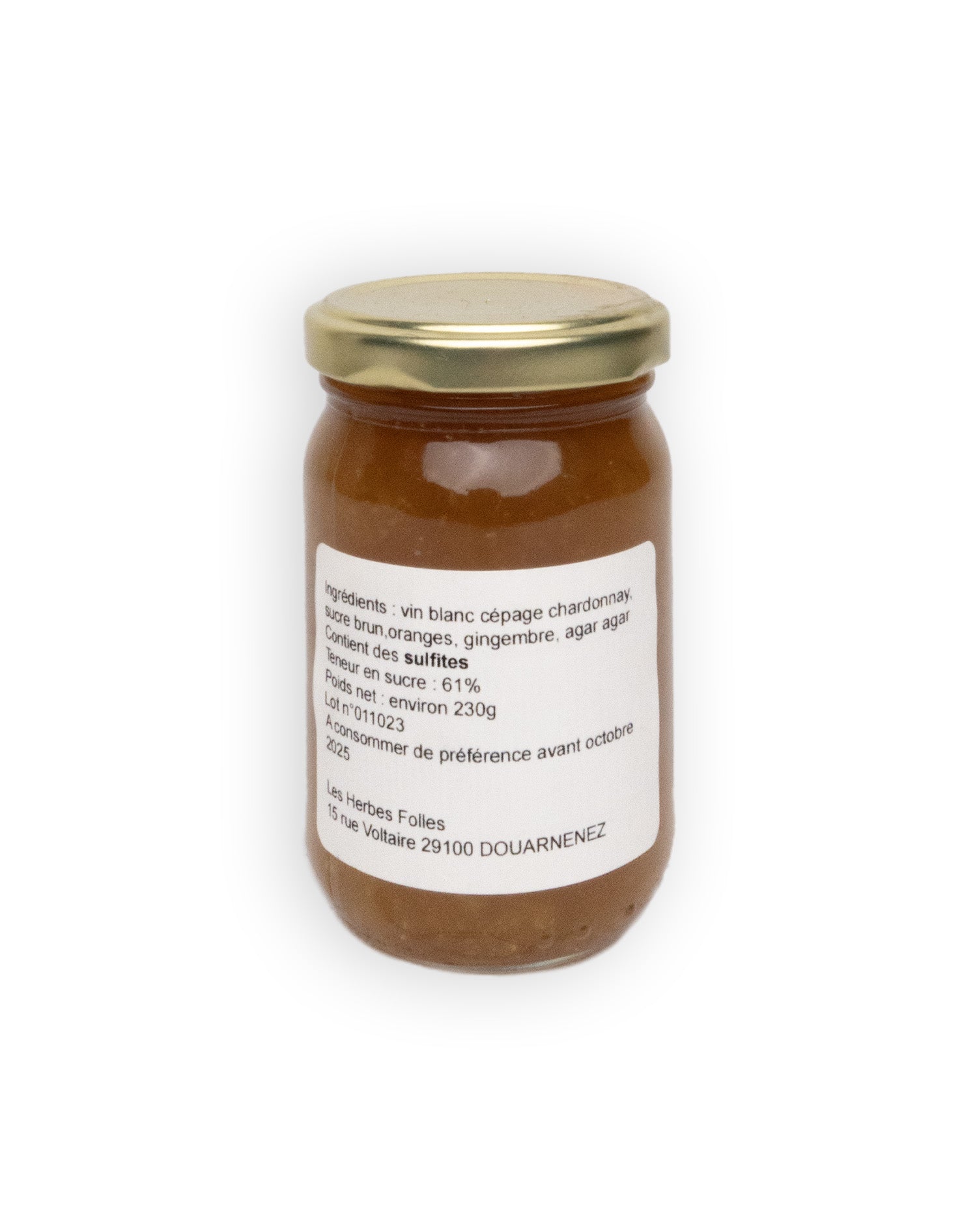 Confit de vin blanc à l'orange et au gingembre - 230g